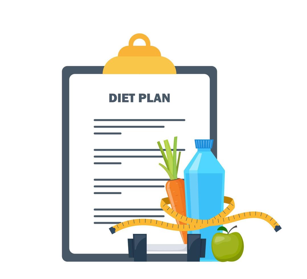 Illustration of a personalised diet plan on a clipboard